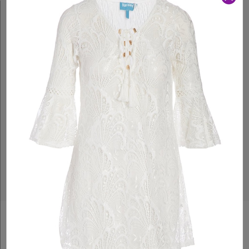 Blue Island Bell Sleeve Lace Cover up Swim Festival